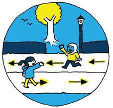 One-way pedestrian routes