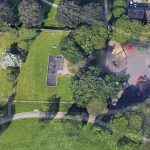 Birds eye view of Llandaff Fields play area
